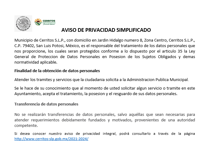 aviso de privacidad simplificado